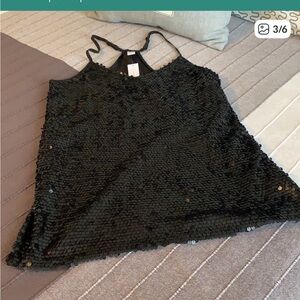 Black Sequin V-Neck Cami NYE